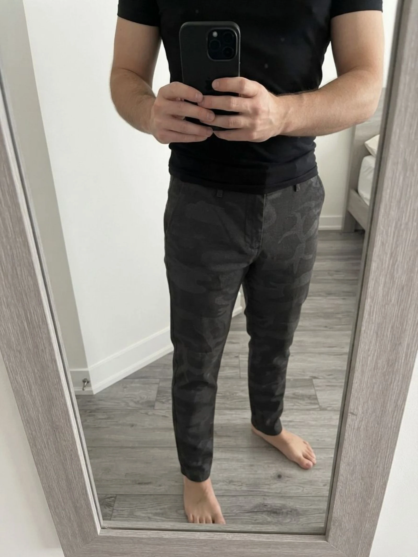 Chino camuflaje gris Zara EU40 Black Camo Military Tailored Trousers Dark Grunge